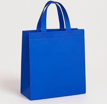 Royal blue gusseted non-woven shopping bag with reinforced handles